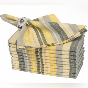 Homidate Salsa Stripe Yellow Multi Cloth Napkins Set of 12